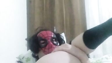 Femboy shows her ass with her feet - 14 image