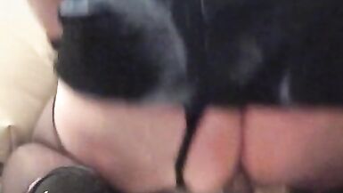 crazy shameless sissy play with her pussy with a dildo with the bottom destroys her asshole and cum - 14 image