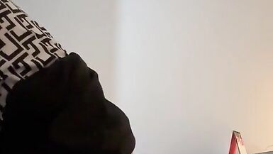 Hijabi trans in skirt rides a dildo