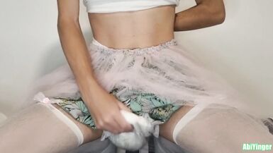 Diaper Sissy Fucks a Pillow And Jerks off In Her Tutu dress - 11 image