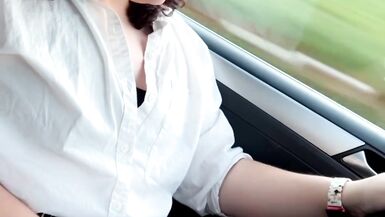 Shemale Janice Renee strokes her cock and cums in public - 14 image