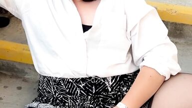 Shemale Janice Renee strokes her cock and cums in public - 6 image