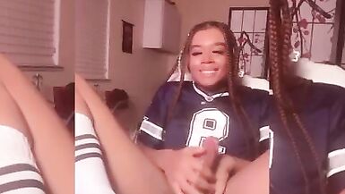 SEXY COWBOYS FAN STROKES HER BIG DICK - 4 image