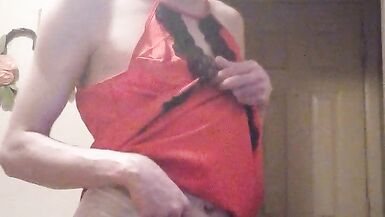 diaper paradice millie in red satin and bloomers part 1 - 5 image