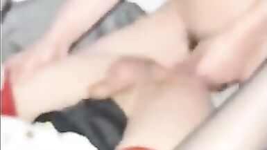 TS shemale wearing uniform and black stockings was satisfied for a night - 9 image