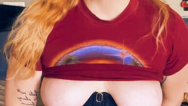 TS Cammy strokes her cock and bounces up and down on your cock as her big natural titties bounce - 7 image