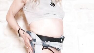 Trans Camelia in QOS croc top and sexy jeans skirt - 10 image