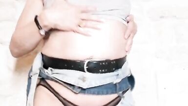 Trans Camelia in QOS croc top and sexy jeans skirt - 9 image