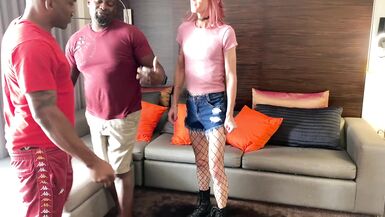 Trans Ria Bentley Gets Spitroast by 2 HUGE Cocks - 2 image