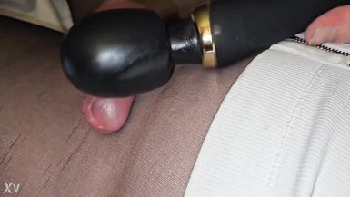 Sissyboy in pantyhose cums with huge load - 10 image