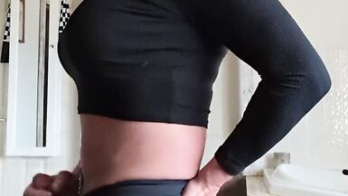 Vid 2 another angle Sexy Hot Crossdresser French Nails Leather Jacket