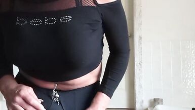 Vid 2 another angle Sexy Hot Crossdresser French Nails Leather Jacket - 7 image