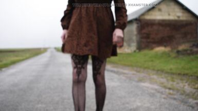 shemale sissy sounding lingerie outdoors 3