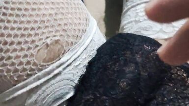 In panties and nylon stockings to tease - 2 image