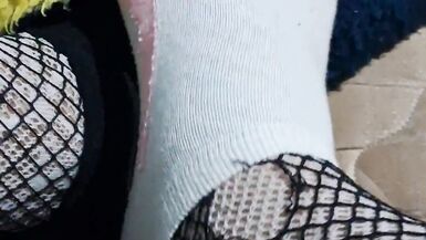 In panties and nylon stockings to tease - 3 image