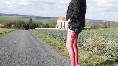 shemale sissy sounding lingerie outdoors 2 - 3 image