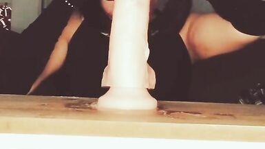 Sissy Slut trains her throat with Dildo - 2 image