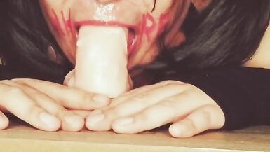 Sissy Slut trains her throat with Dildo - 8 image