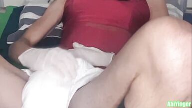 Latex Gloved Sissy Masturbation in White Diaper - 14 image