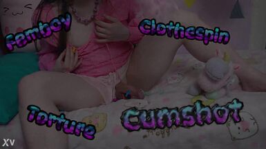 Femboy Clothespin CBT Cumshot (teaser) - 14 image