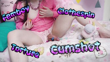 Femboy Clothespin CBT Cumshot (teaser) - 7 image