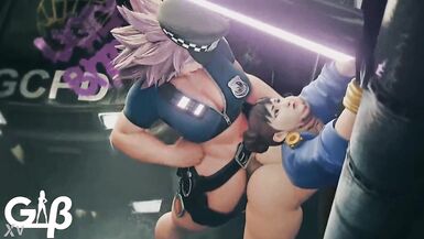 Poison fucks Chun Li and Cammy from Street Fighter