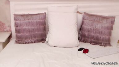 Petite busty trans wanks big cock on solo webcam show - 14 image