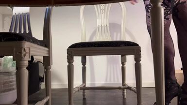 Stephanie CD jerking off under the table - 1 image