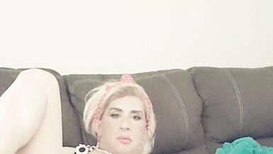 Cute innocent CD sissy solo play with cumshot - 14 image