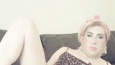 Cute innocent CD sissy solo play with cumshot - 7 image