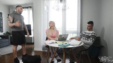 After Getting A Boner By Her BF, Angellica Good Goes In The Bedroom To Fuck Her BF's Big Brother - TRANS ANGELS - 5 image