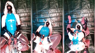 Blonde Sissy Riding Her Dildo In Her Latex Suit For The First Time - 14 image