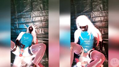 Blonde Sissy Riding Her Dildo In Her Latex Suit For The First Time - 15 image