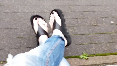 public crossdressing - showing sexy feet - 10 image