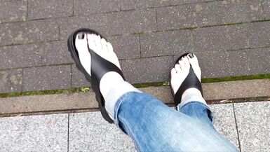 public crossdressing - showing sexy feet - 11 image