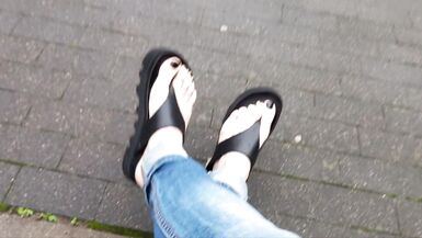 public crossdressing - showing sexy feet - 12 image
