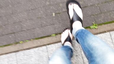 public crossdressing - showing sexy feet - 13 image