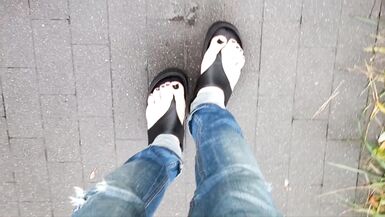 public crossdressing - showing sexy feet - 14 image