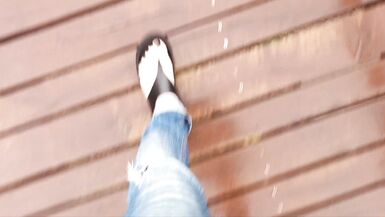 public crossdressing - showing sexy feet - 3 image