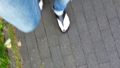 public crossdressing - showing sexy feet - 5 image