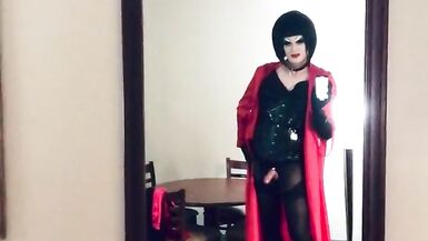 Heavy makeup sissy in PVC in hotel room after getting fucked by random - 13 image