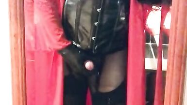 Heavy makeup sissy in PVC in hotel room after getting fucked by random - 3 image