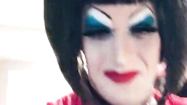 Heavy makeup sissy in PVC in hotel room after getting fucked by random - 8 image