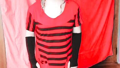 White Shemale Sissy Crossdresser Girl Body Mini Skirt Hot Slut Blonde Kitty - 3 image