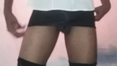 Sexy ebony crossdresser seducing best friend - 1 image