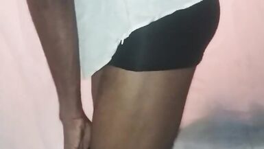 Sexy ebony crossdresser seducing best friend