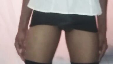 Sexy ebony crossdresser seducing best friend - 5 image