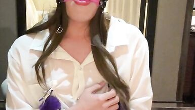 Ball gag nose hook like a slut doggy with nipple clamp - 4 image