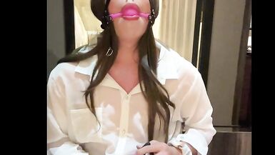 Ball gag nose hook like a slut doggy with nipple clamp - 9 image