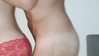 crossdresser gets fucked standing against the wall - 12 image